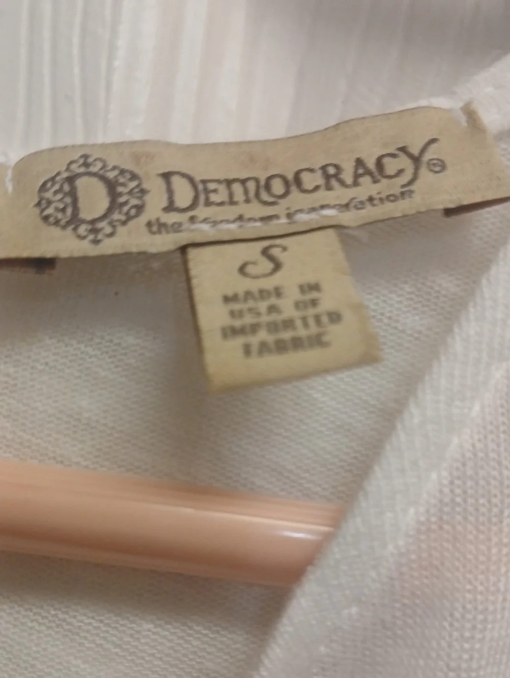 Democracy Linen Blend White Grey Pattern Layered High Low Top Size S NWT